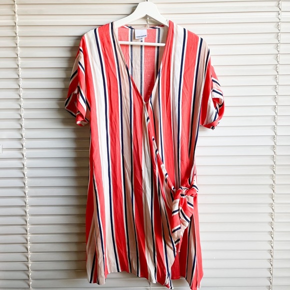 Skylar+Madison Orange Striped Wrap Dress - Picture 3 of 9